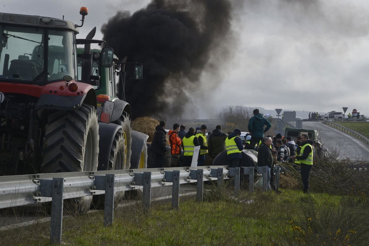 Boeren en veehouders blokkeren de A-52 met tractors en stroken stro en hooi, terwijl hun protesten voortduren